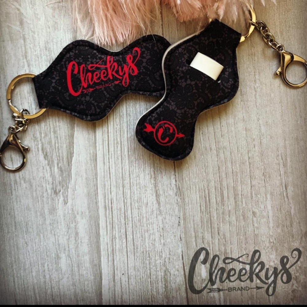 Black Lace Chapstick Holder with keychain and clip